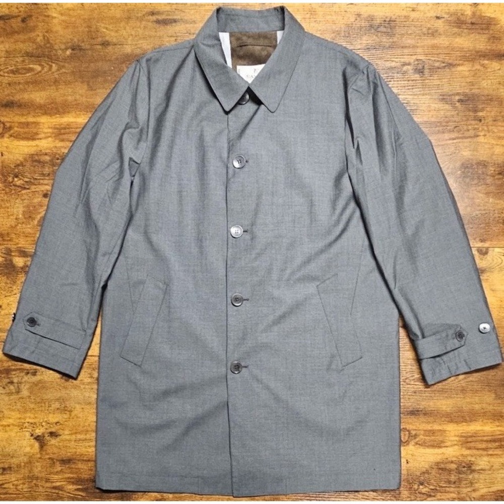 Canali Loro Piana Storm System Gray 100% Pure Wool Overcoat Top Coat Men Size 46